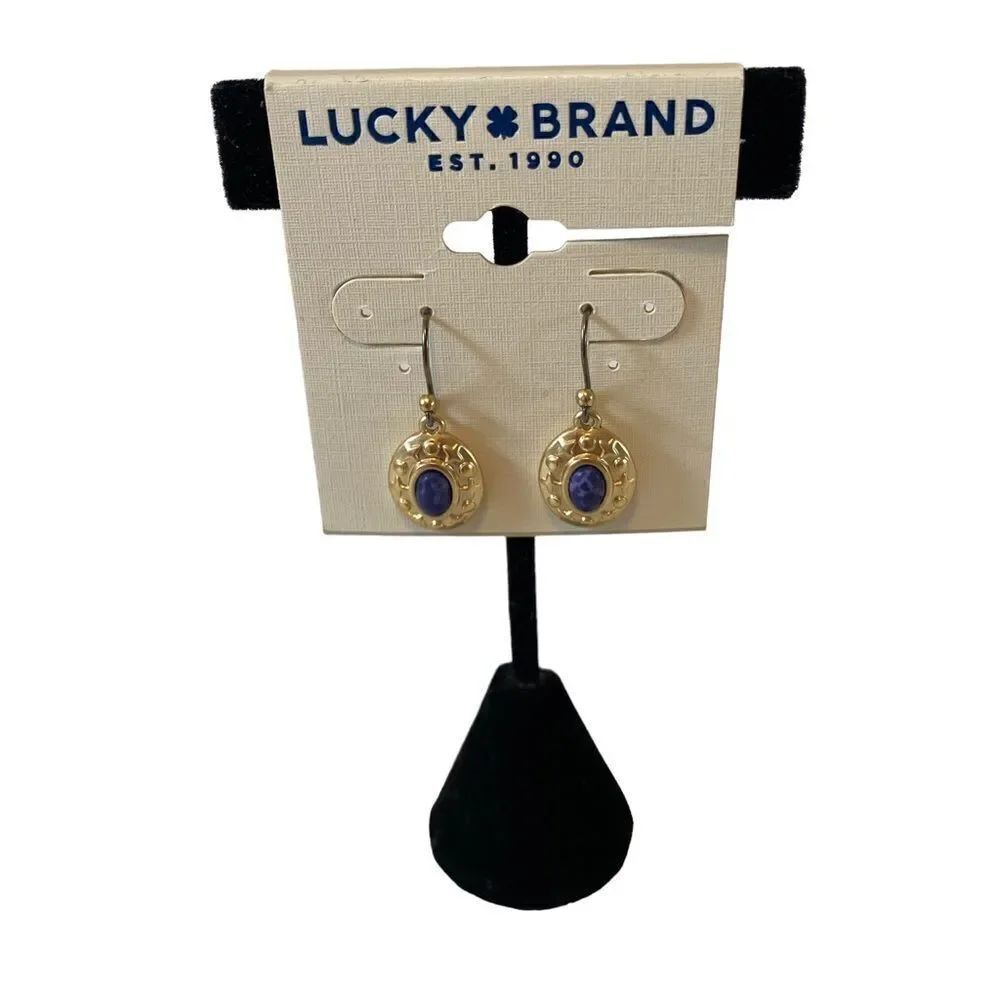 Lucky Brand Lapis & Gold Toned Drop Earrings. Very Pretty!